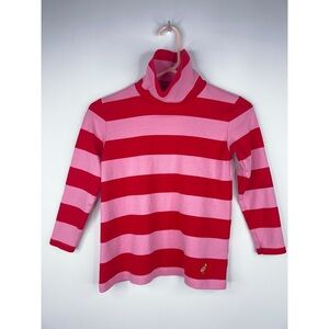 Beaufort Bonnet Company Red Pink Striped Kids Turtleneck Top Tenley Tunic Size 7